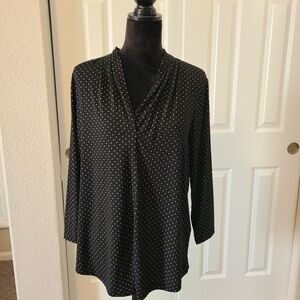 Black Polka Dot Blouse with 3/4 length sleeves